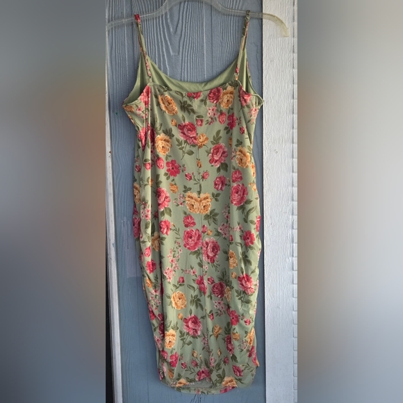 Fashion Nova Floral Mesh Mini Dress - Green and Pink - Picture 6 of 12